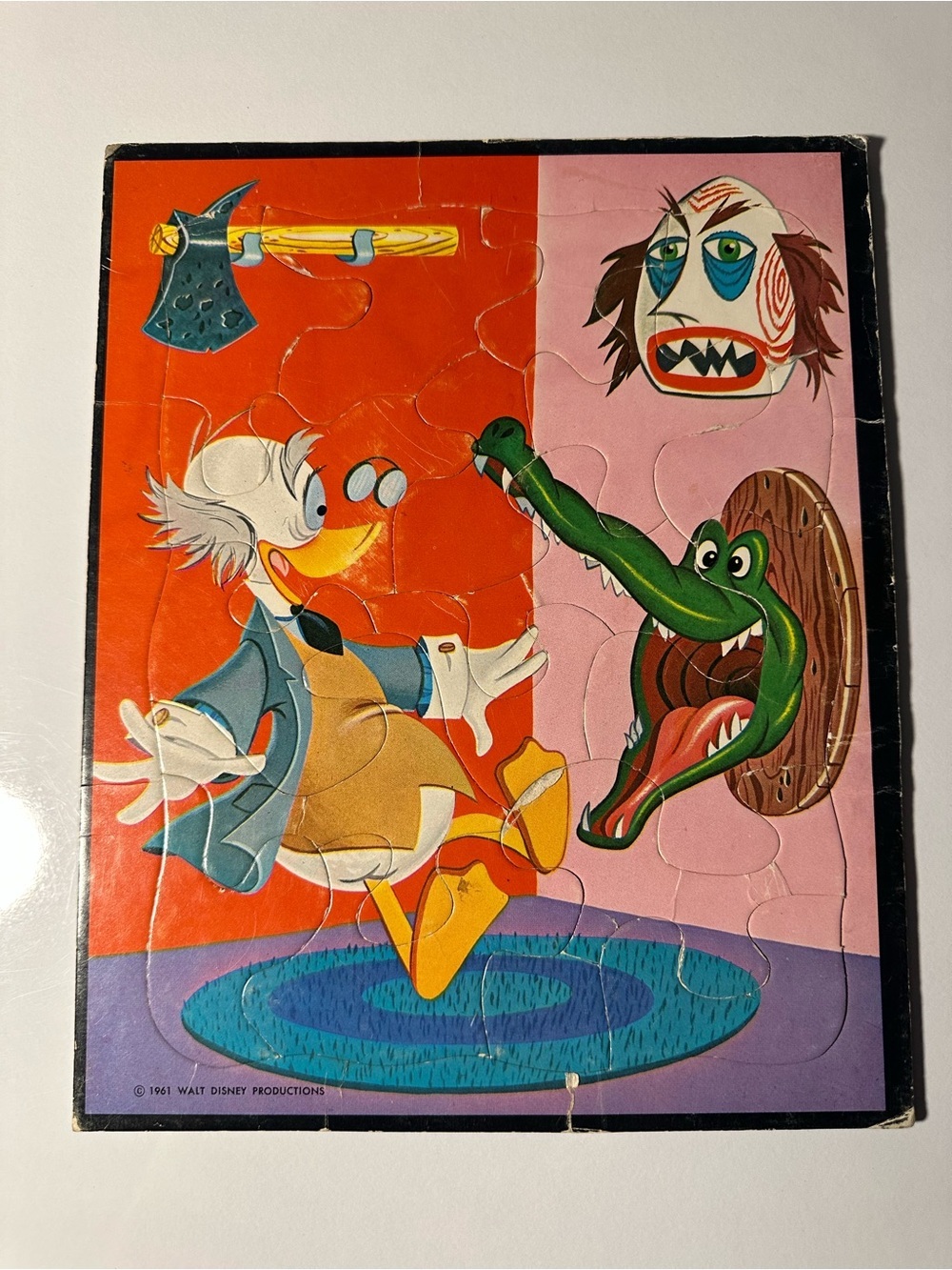 Walt Disney's Scrooge McDuck tray puzzle "Trophy Crocodile Bites" 1961 Vintage